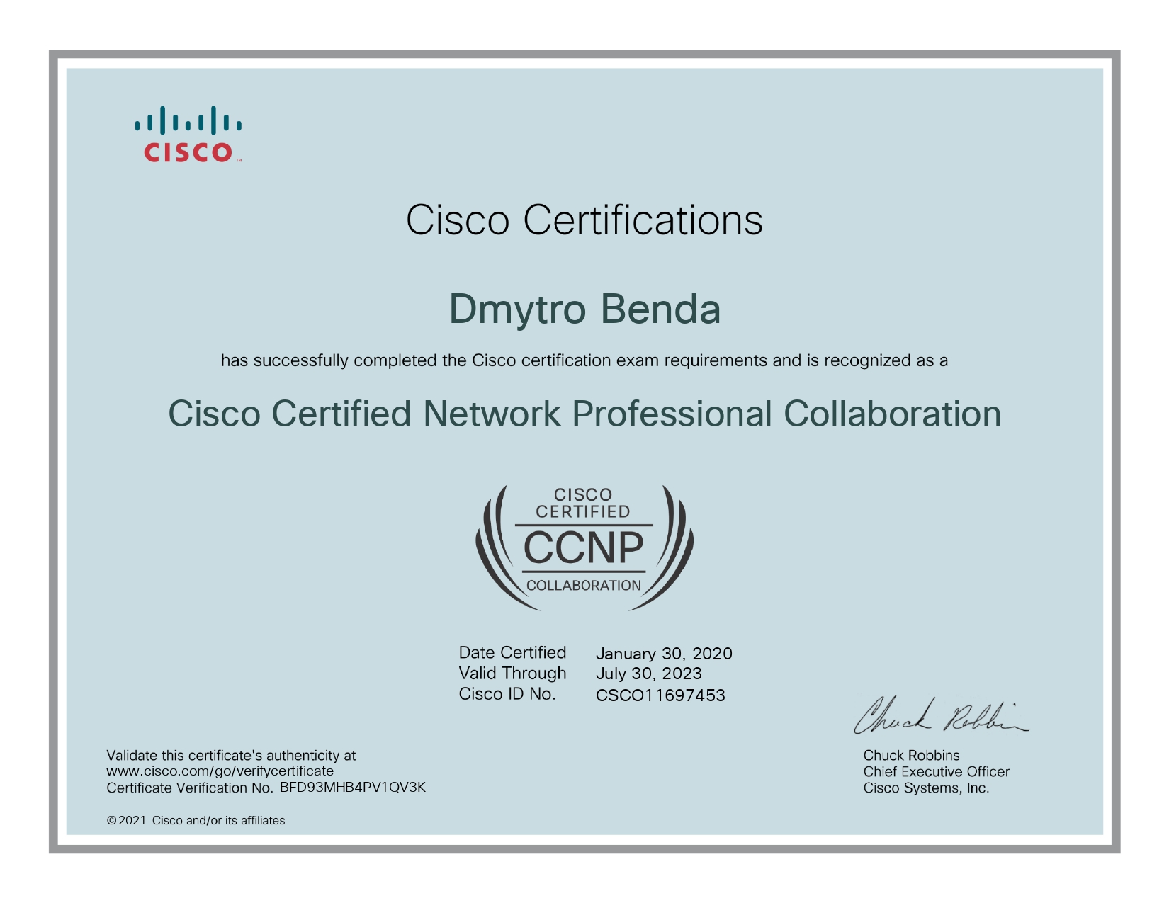 Cisco CCNP Benda 2020